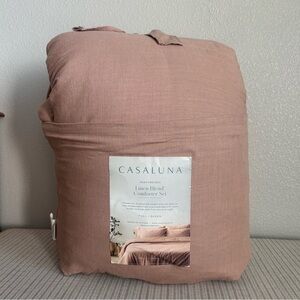 NWT Full/Queen Heavyweight Linen Blend Comforter and Sham Set Light Adobe Clay